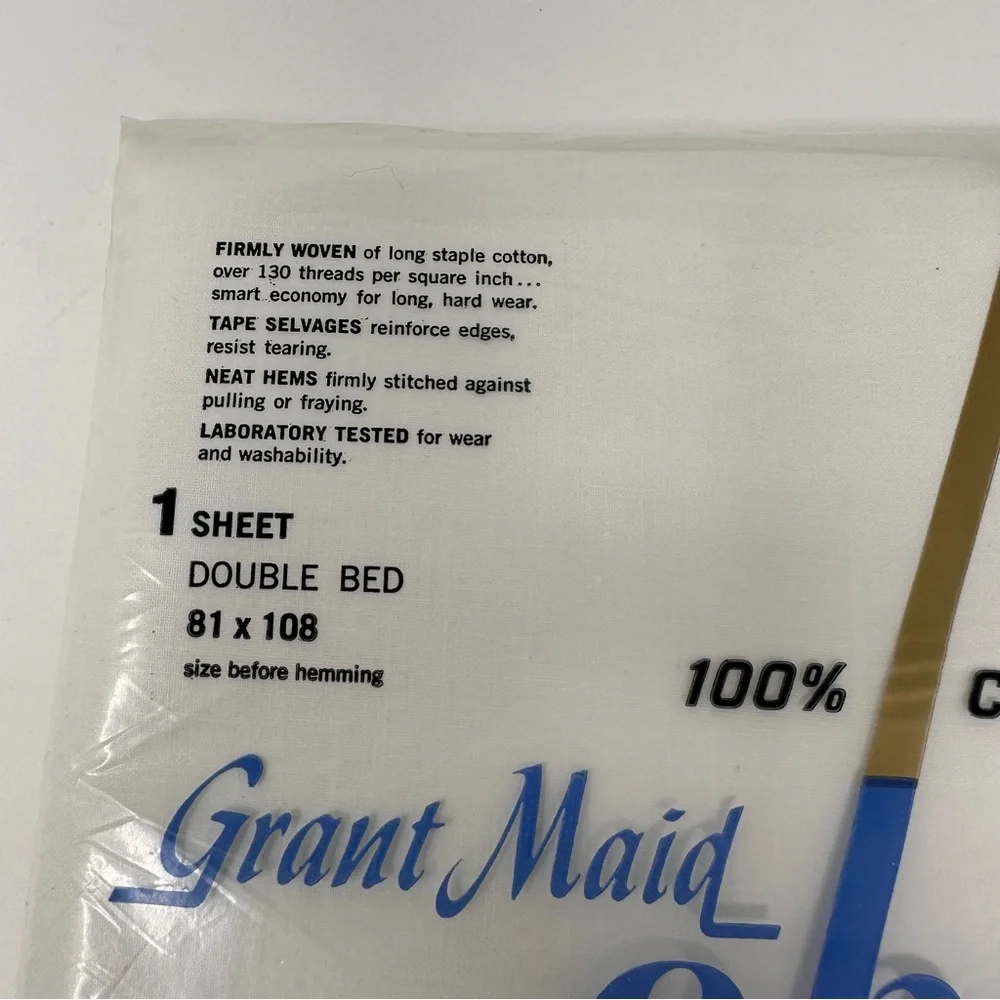 Grant Maid Vintage NWT Muslin Flat Sheet White Full Double Size